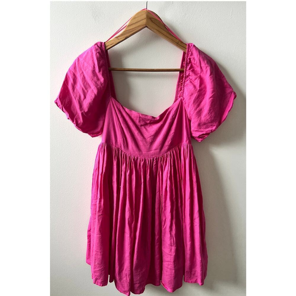MABLE puff sleeve pink dress women's size large